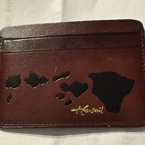 Hand made Hawaii Leather Wallet dark brown  tones  all the islands